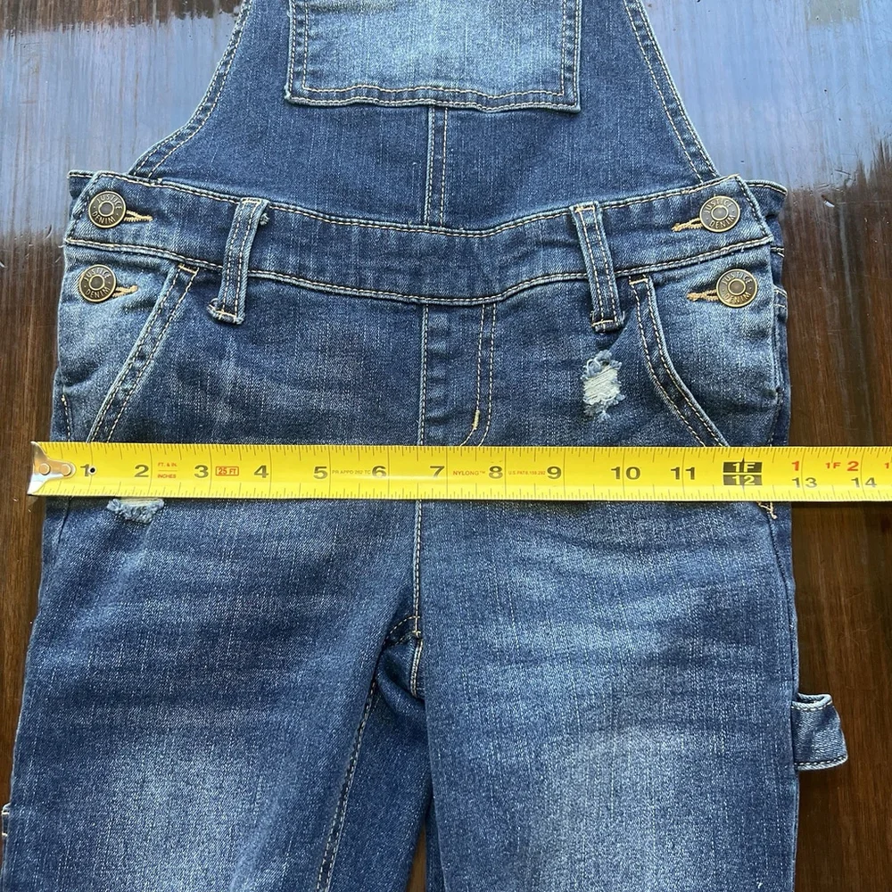 Justice Girls Overall Jumper Denim Blue Size 10 Slim Skinny Stretch Fringe Hem